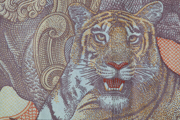 Fragment of old 10 Indian rupee reverse