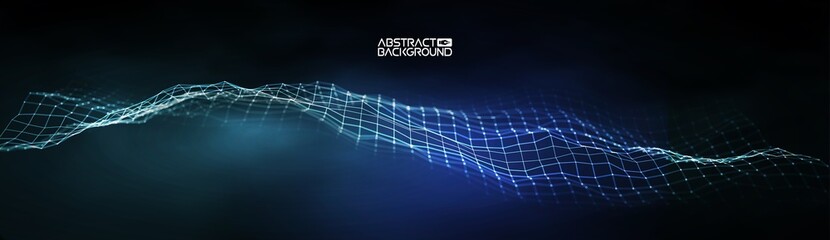 Futuristic vector illustration. Blue technology background. Big data vector. Technology wave abstract background.