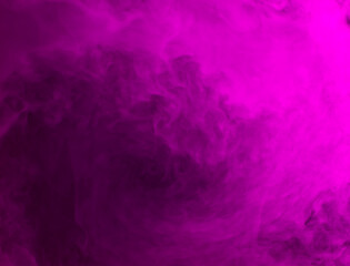 Obraz na płótnie Canvas Abstract background of chaotically mixing puffs of purple smoke on a dark background