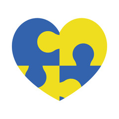 World down syndrome day, jigsaw pieces in heart shape, colorful design