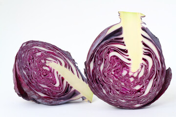 Red cabbage on a white background