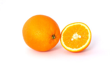 Fresh juicy oranges isolated on white background,