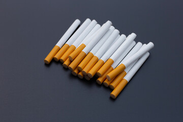Cigarette on dark background. Non smoking for health concept