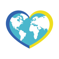 down syndrome day concept, earth planet with heart ribbon, colorful design