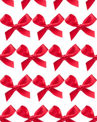 Festive  red gift  bow. Seamless pattern.