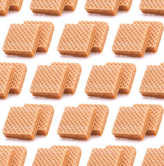 Wafers or honeycomb waffles . Seamless food pattern.