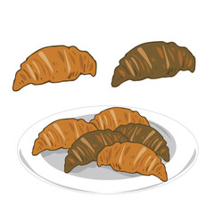 クロワッサン(プレーン・ココア) 皿に盛る