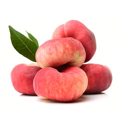  chinese flat peaches on white background