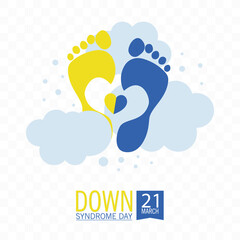 down syndrome day design with footprints and clouds, colorful design