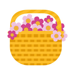 basket with beautiful flowers, colorful design