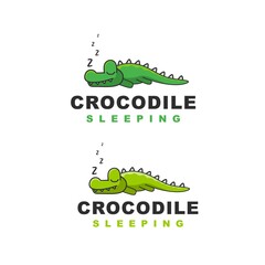 Crocodile Sleeping Logo Vector