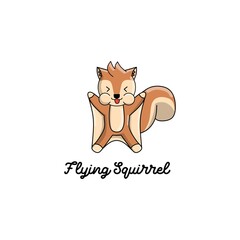 flying squirrel Logo Design Cute
