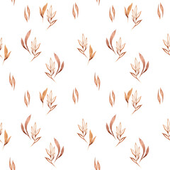 Watercolor floral boho beige seamless pattern. Hand painted nursery cute bohemian print can be used for scrapbook paper, wallpaper, wrapping paper, fabric, textile