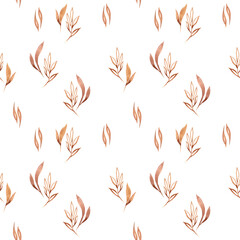 Watercolor floral boho beige seamless pattern. Hand painted nursery cute bohemian print can be used for scrapbook paper, wallpaper, wrapping paper, fabric, textile