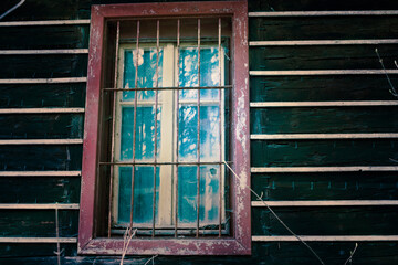 Window of an abandoned building.Urban exploration concept.