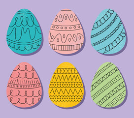 Fototapeta premium icon set of easter eggs with abstract designs, colorful design