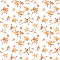 Watercolor modern abstract boho beige stars seamless pattern. Hand painted nursery cute bohemian print can be used for scrapbook paper, wallpaper, wrapping paper, fabric, textile