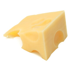 Cubes of cheese. Cheese block isolated on white background cutout