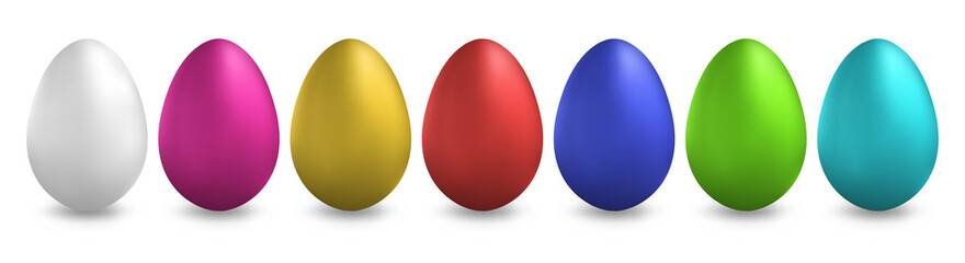 Happy Easter. Colorful easter eggs vector graphic. Set of easter eggs on white background. Vector illustration.
