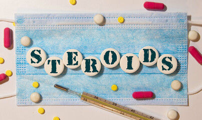 STEROID word made with building blocks concept