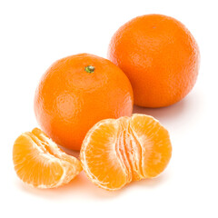 Peeled tangerine or mandarin fruit half  .