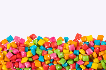 Colored chewing gum in the heap - White background