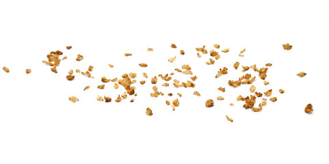 Buckwheat flakes isolated on white background. Healthy buckwheat flakes. Healthy food.