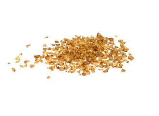 Buckwheat flakes isolated on white background. Healthy buckwheat flakes. Healthy food.