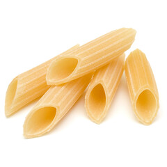 Italian pasta isolated over white background. Pennoni. Penne rigate..