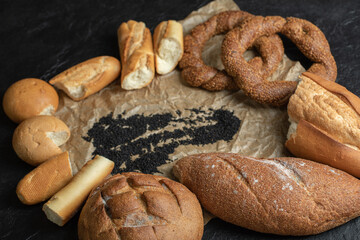 Different types of pastries on a parchment paper