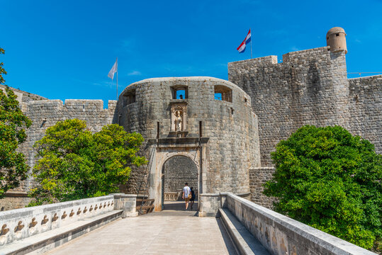 View of Pile gate at Croatian town Dubrovnik