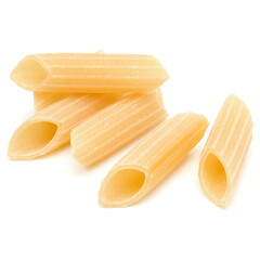 Italian pasta isolated over white background. Pennoni. Penne rigate..