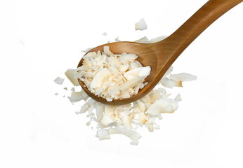 Coconut's chips, isolated on white background. Coconut flakes on white.