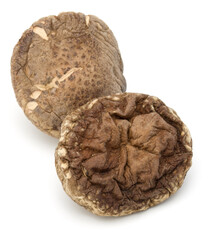 Dried Shiitake Mushroom isolated over white background.