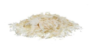 Coconut's chips, isolated on white background. Coconut flakes on white.