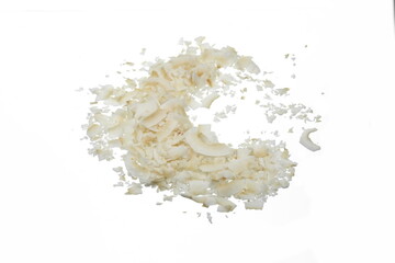 Coconut's chips, isolated on white background. Coconut flakes on white.