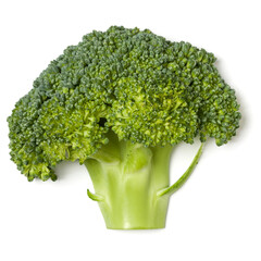Broccoli isolated over white background. Top view, flat lay..