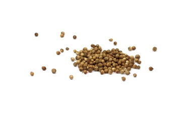 Coriander seeds isolated on white background. 