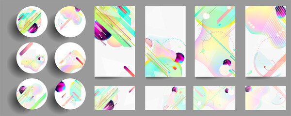 Set of cards holiday blue pink overflow background decorations in the style of abstract concept design template. Vector eps10 © Olya Kartavaya