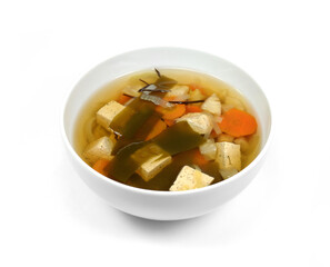 Japanese Cuisine - Miso Soup with Seaweed, vegetables and Tofu Cheese