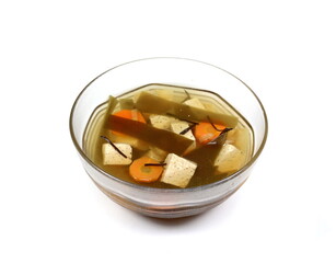 Japanese Cuisine - Miso Soup with Seaweed, vegetables and Tofu Cheese