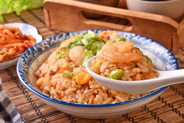 Taiwanese traditional food - seafood fried rice
