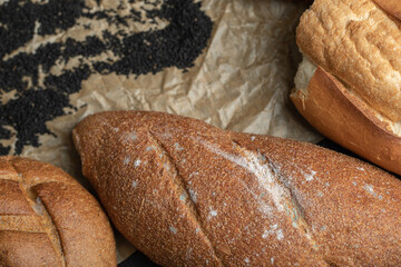 Different types of pastries on a parchment paper