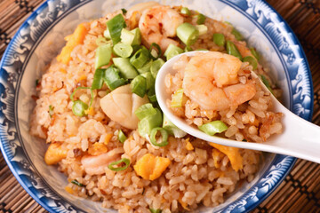 Taiwanese traditional food - seafood fried rice