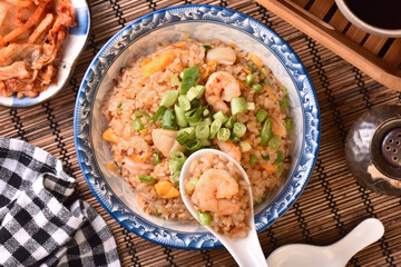 Taiwanese traditional food - seafood fried rice