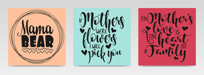 Mother Day's quotes letter typography set illustration.