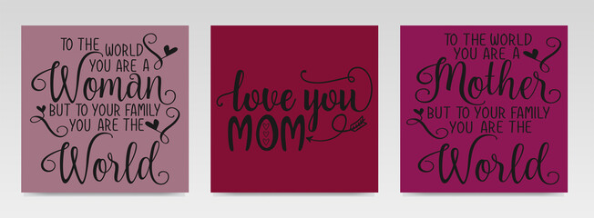 Mother Day's quotes letter typography set illustration.