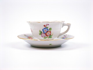 Century Chinese export porcelain isolated on white background ,tea cup ,coffee cup