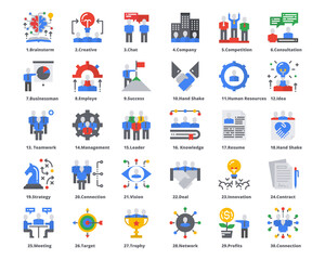 People Icons Flat Color Work Group Team Vector