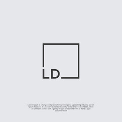Letter LD Logo design with square frame line business consulting concept